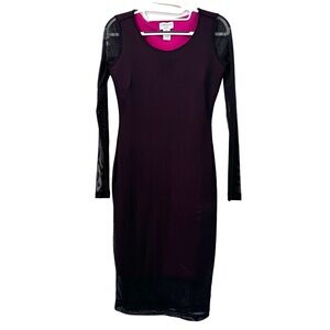 Carmen Marc Valvo Women's Mesh Sleeve Bodycon Pink and Black Dress Size XS‎